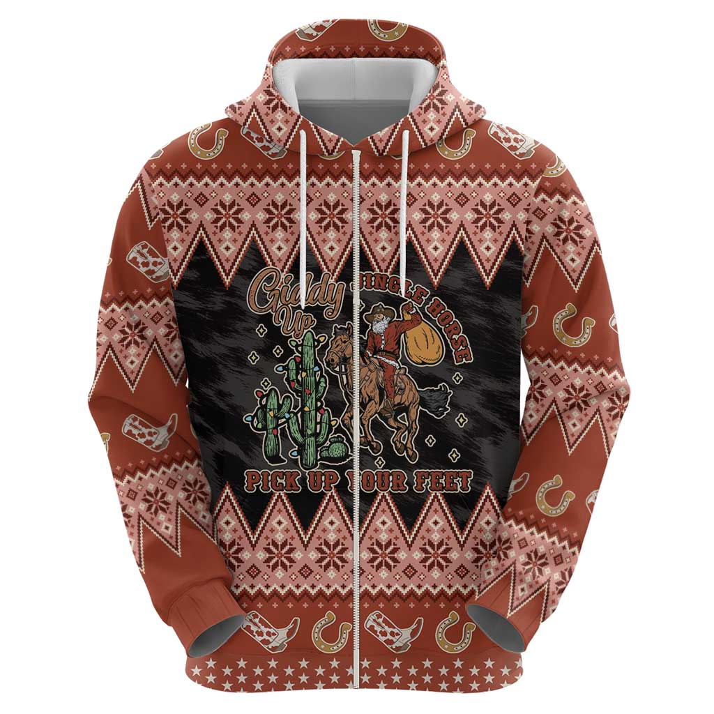 Howdy Christmas Cowboy Santa Hoodie Giddy Up Jingle Horse Pick Up Your Feet - Wonder Print Shop