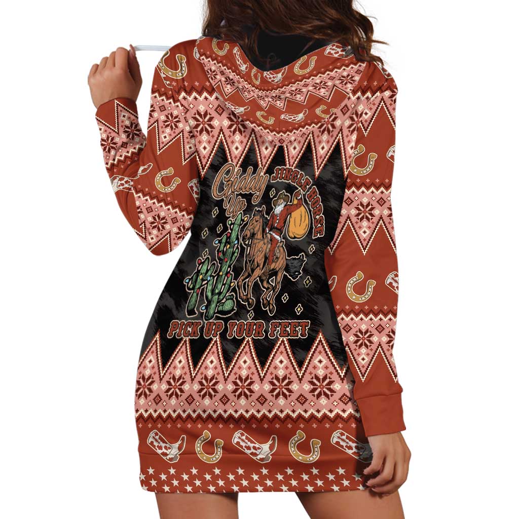 Howdy Christmas Cowboy Santa Hoodie Dress Giddy Up Jingle Horse Pick Up Your Feet - Wonder Print Shop