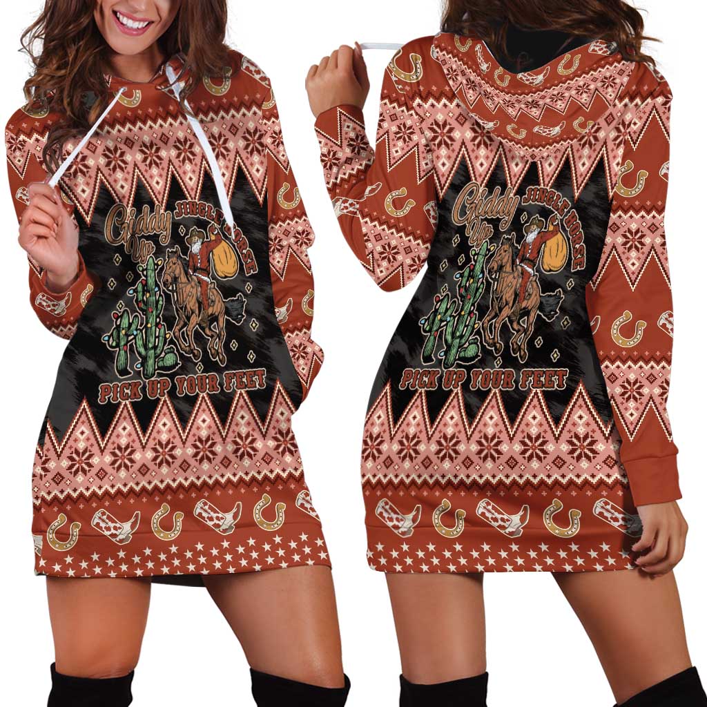 Howdy Christmas Cowboy Santa Hoodie Dress Giddy Up Jingle Horse Pick Up Your Feet - Wonder Print Shop
