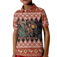 Howdy Christmas Cowboy Santa Kid Polo Shirt Giddy Up Jingle Horse Pick Up Your Feet - Wonder Print Shop