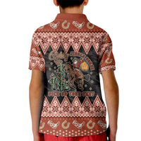 Howdy Christmas Cowboy Santa Kid Polo Shirt Giddy Up Jingle Horse Pick Up Your Feet - Wonder Print Shop