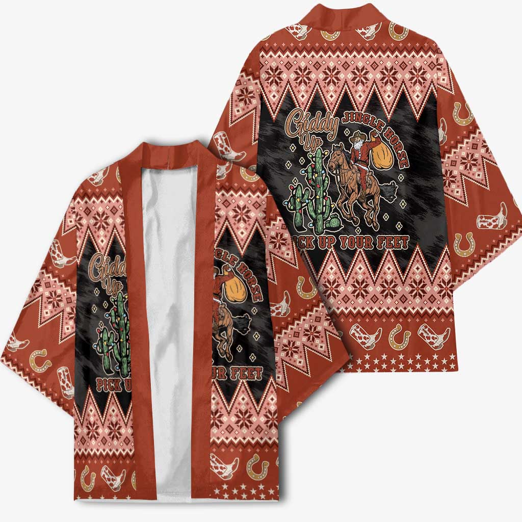 Howdy Christmas Cowboy Santa Kimono Giddy Up Jingle Horse Pick Up Your Feet - Wonder Print Shop