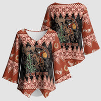 Howdy Christmas Cowboy Santa Kimono Sleeve Blouse Giddy Up Jingle Horse Pick Up Your Feet - Wonder Print Shop