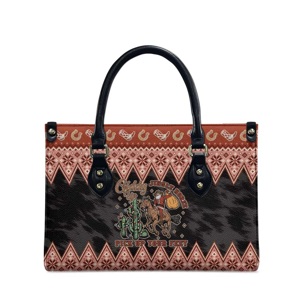 Howdy Christmas Cowboy Santa Leather Bag Giddy Up Jingle Horse Pick Up Your Feet - Wonder Print Shop