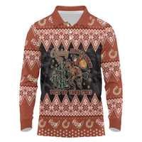 Howdy Christmas Cowboy Santa Long Sleeve Polo Shirt Giddy Up Jingle Horse Pick Up Your Feet - Wonder Print Shop