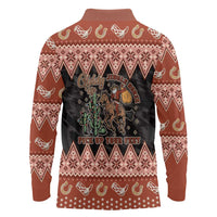 Howdy Christmas Cowboy Santa Long Sleeve Polo Shirt Giddy Up Jingle Horse Pick Up Your Feet - Wonder Print Shop