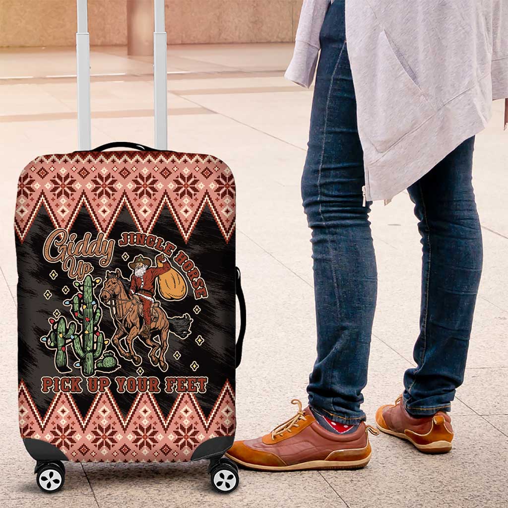 Howdy Christmas Cowboy Santa Luggage Cover Giddy Up Jingle Horse Pick Up Your Feet - Wonder Print Shop