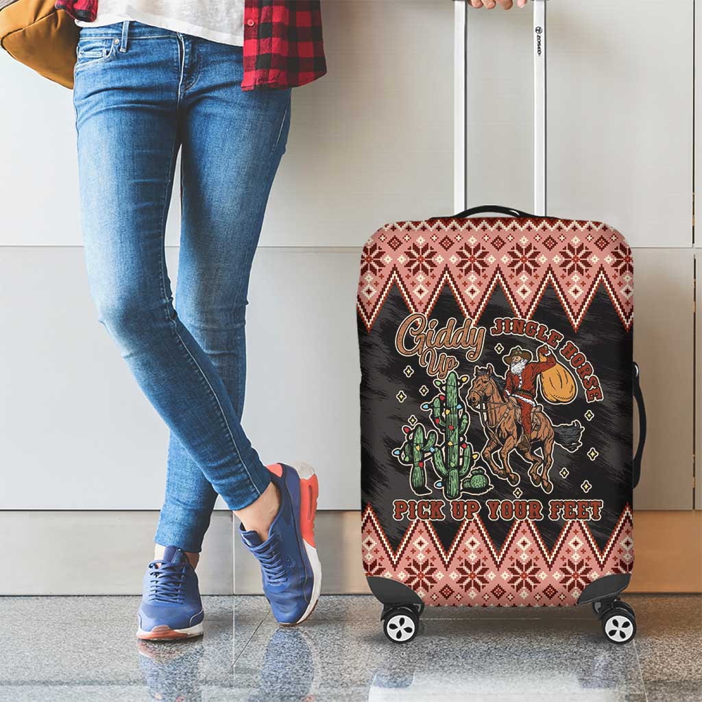 Howdy Christmas Cowboy Santa Luggage Cover Giddy Up Jingle Horse Pick Up Your Feet - Wonder Print Shop