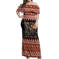 Howdy Christmas Cowboy Santa Off Shoulder Maxi Dress Giddy Up Jingle Horse Pick Up Your Feet - Wonder Print Shop