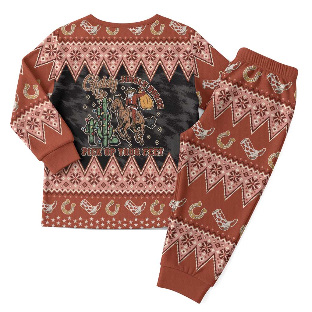 Howdy Christmas Cowboy Santa Christmas Pajama Set Giddy Up Jingle Horse Pick Up Your Feet - Wonder Print Shop