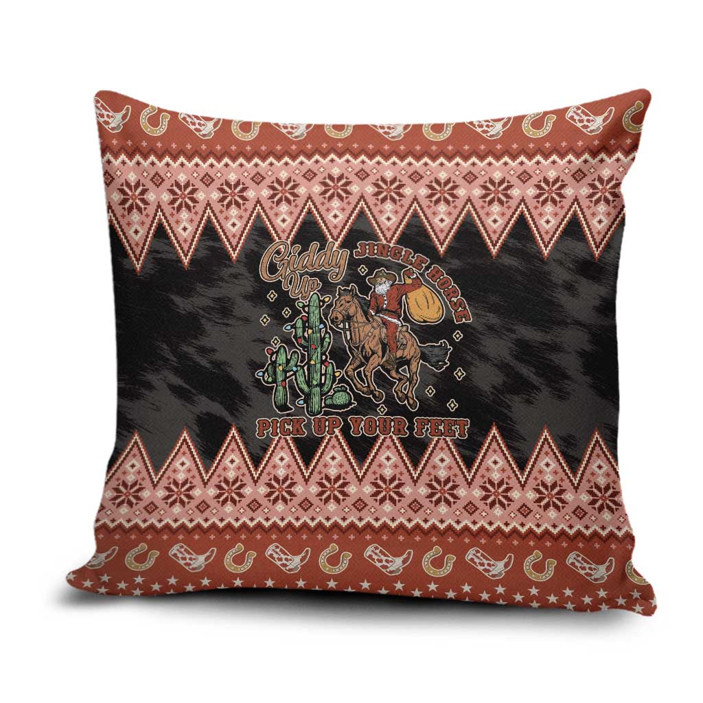 Howdy Christmas Cowboy Santa Pillow Cover Giddy Up Jingle Horse Pick Up Your Feet - Wonder Print Shop