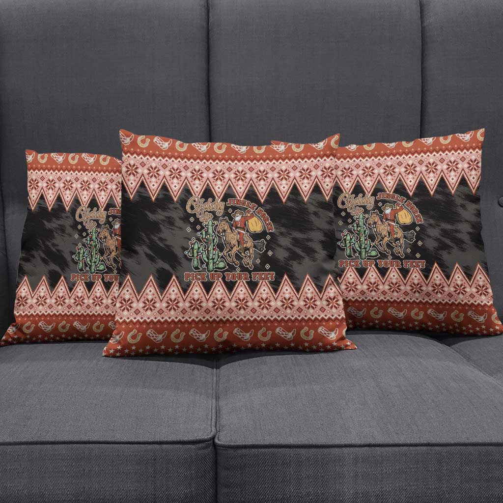 Howdy Christmas Cowboy Santa Pillow Cover Giddy Up Jingle Horse Pick Up Your Feet - Wonder Print Shop