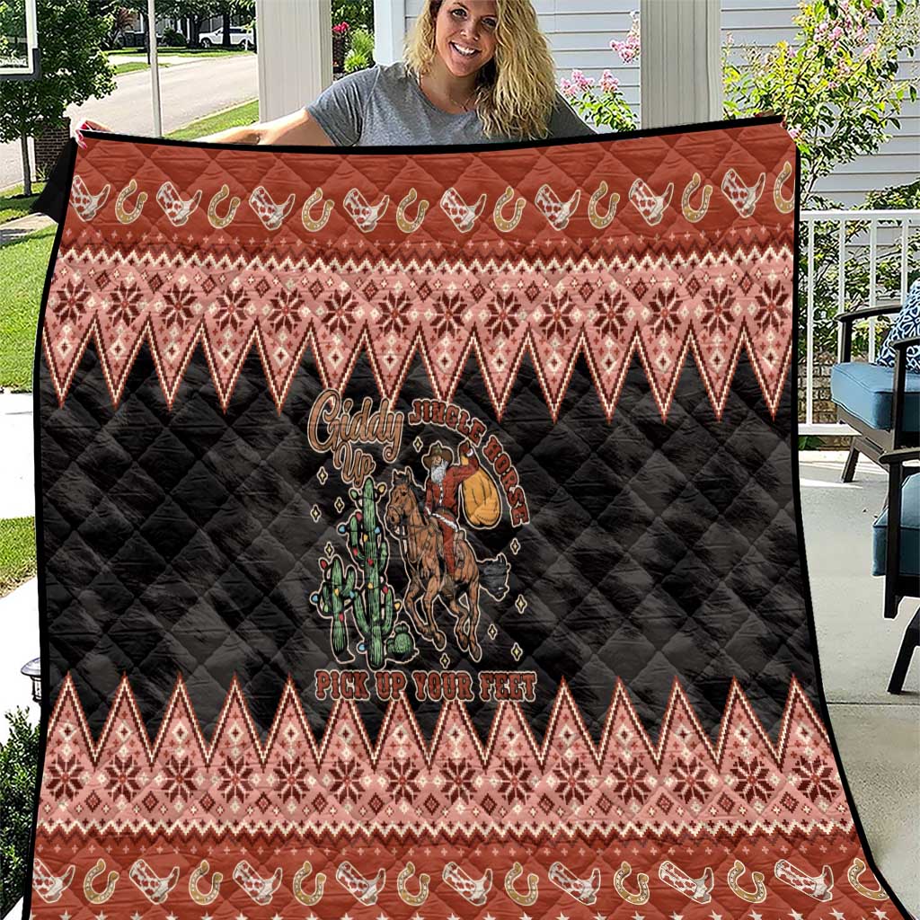 Howdy Christmas Cowboy Santa Quilt Giddy Up Jingle Horse Pick Up Your Feet - Wonder Print Shop