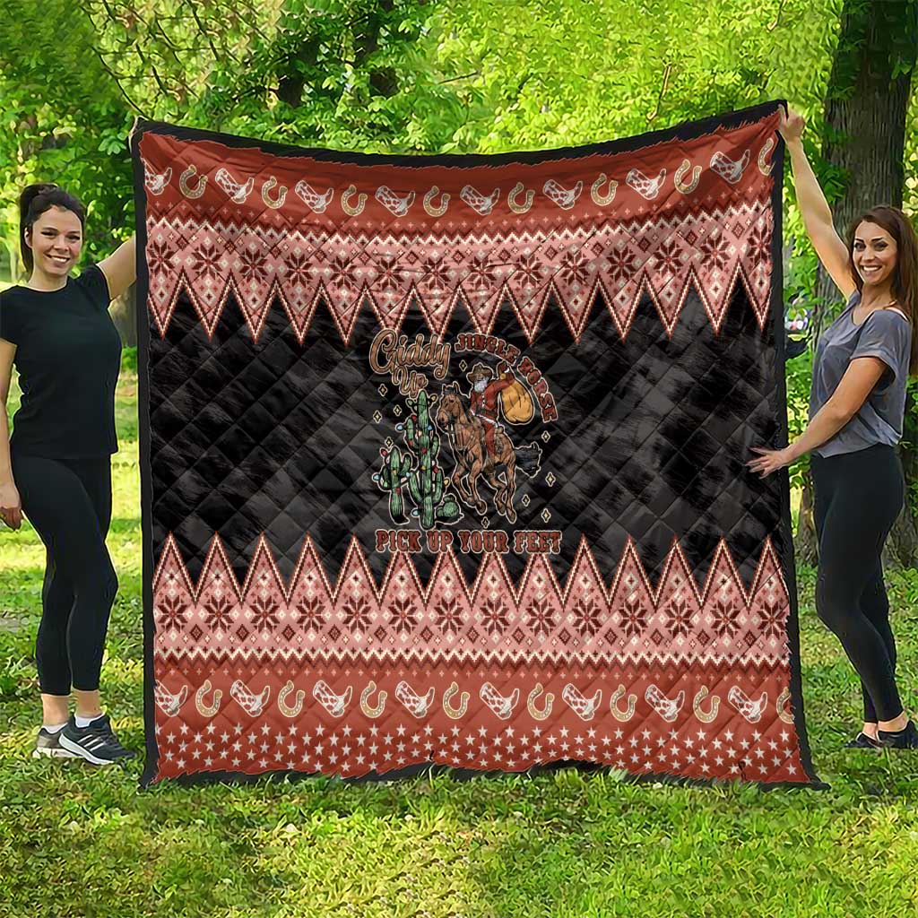 Howdy Christmas Cowboy Santa Quilt Giddy Up Jingle Horse Pick Up Your Feet - Wonder Print Shop