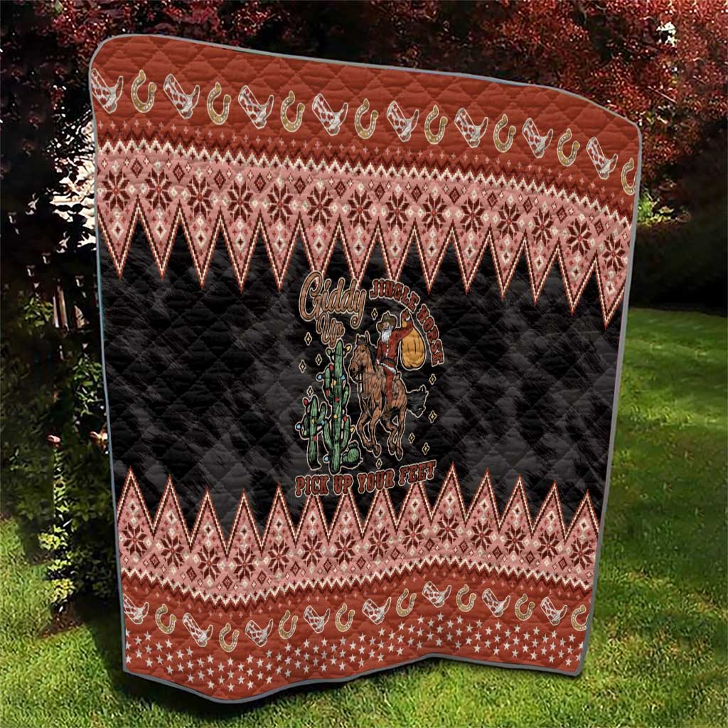 Howdy Christmas Cowboy Santa Quilt Giddy Up Jingle Horse Pick Up Your Feet - Wonder Print Shop