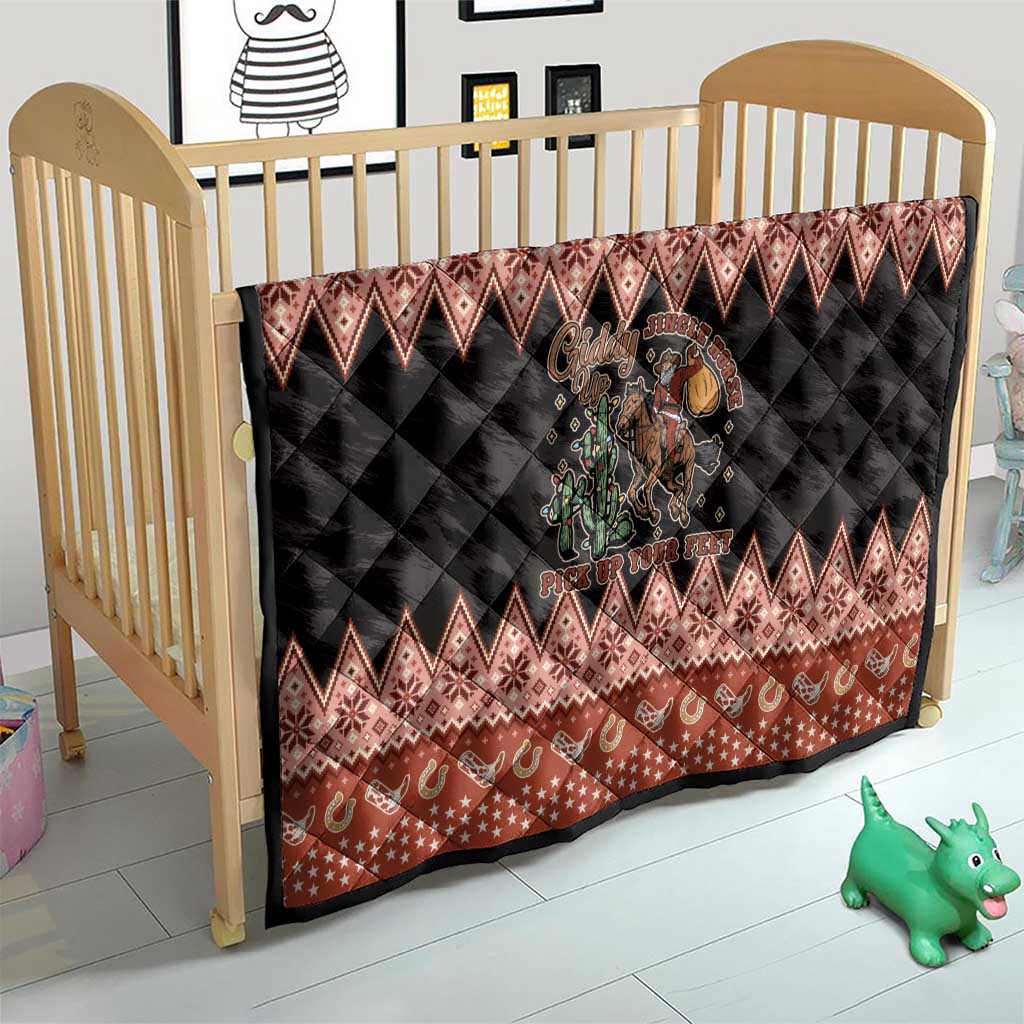 Howdy Christmas Cowboy Santa Quilt Giddy Up Jingle Horse Pick Up Your Feet - Wonder Print Shop