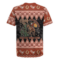 Howdy Christmas Cowboy Santa Rugby Jersey Giddy Up Jingle Horse Pick Up Your Feet - Wonder Print Shop