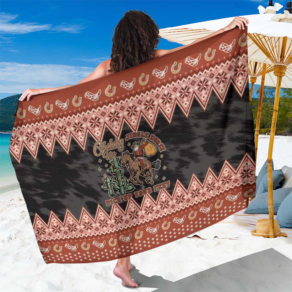 Howdy Christmas Cowboy Santa Sarong Giddy Up Jingle Horse Pick Up Your Feet - Wonder Print Shop