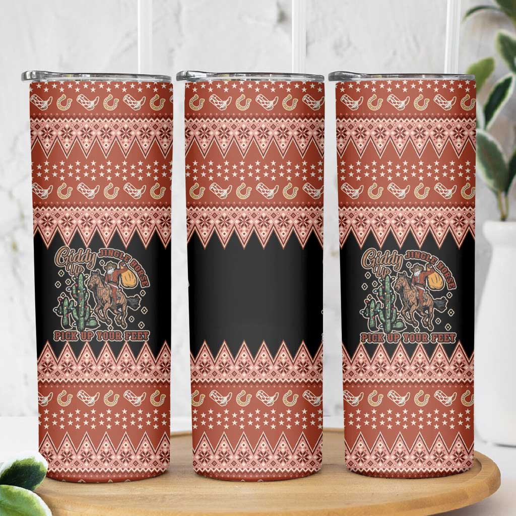 Howdy Christmas Cowboy Santa Skinny Tumbler Giddy Up Jingle Horse Pick Up Your Feet - Wonder Print Shop