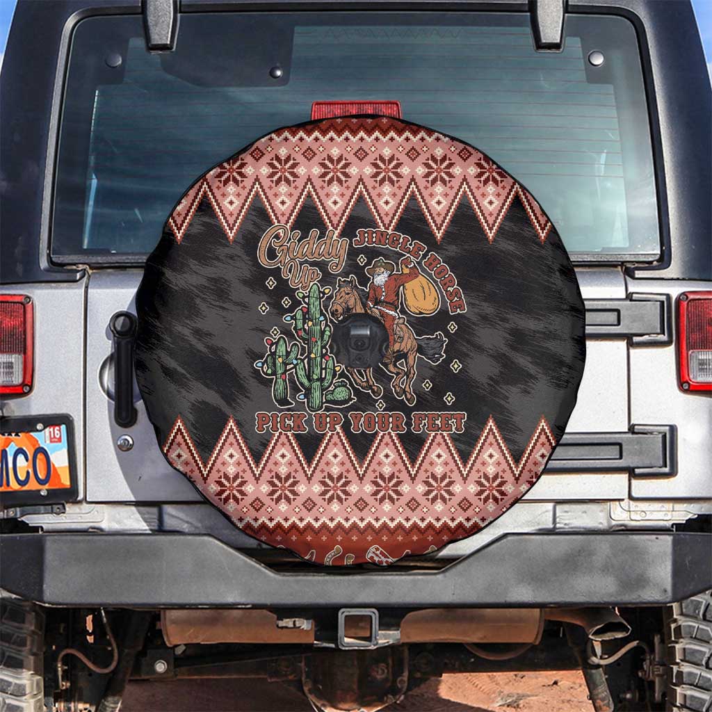 Howdy Christmas Cowboy Santa Spare Tire Cover Giddy Up Jingle Horse Pick Up Your Feet - Wonder Print Shop