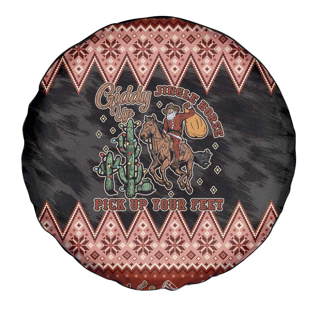 Howdy Christmas Cowboy Santa Spare Tire Cover Giddy Up Jingle Horse Pick Up Your Feet - Wonder Print Shop