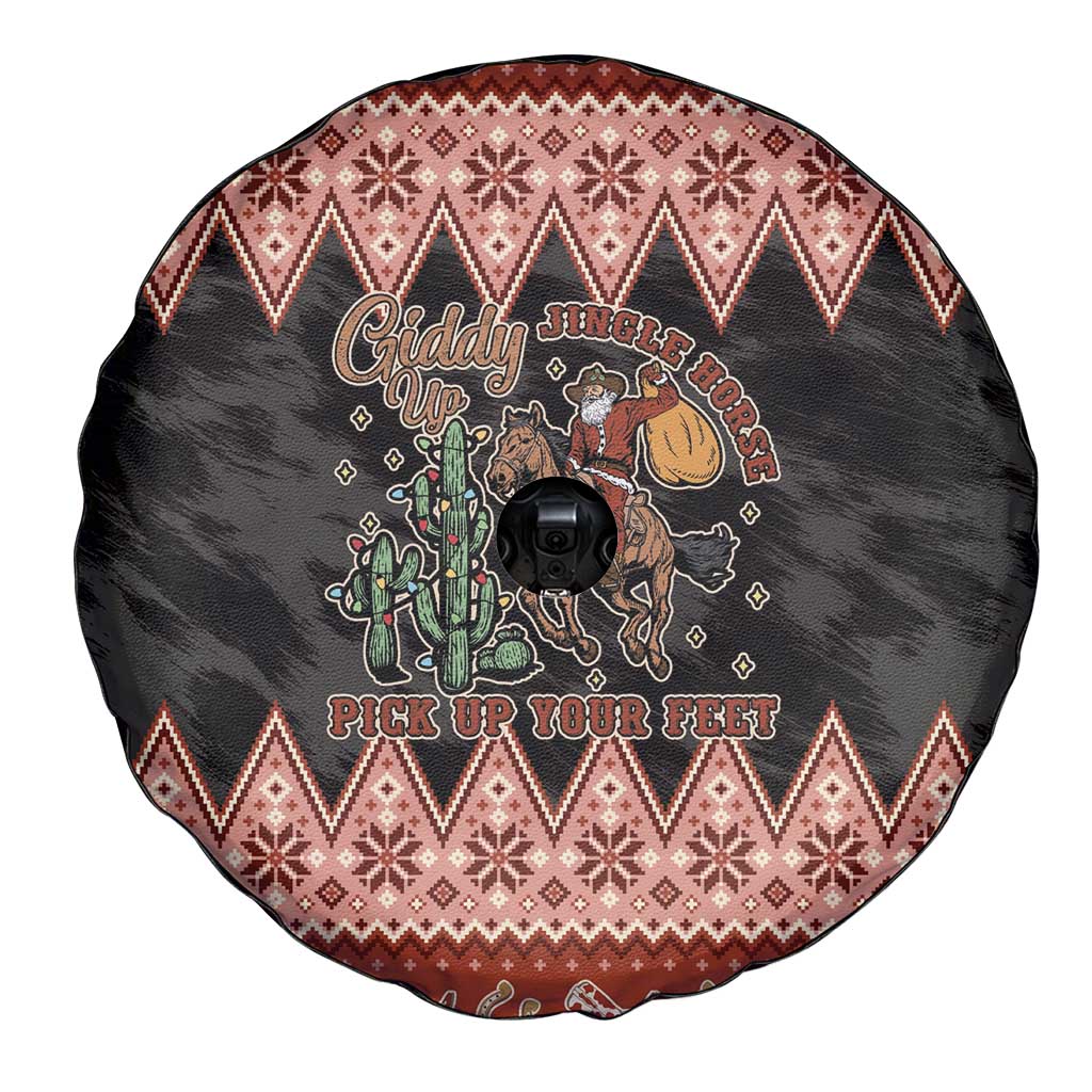 Howdy Christmas Cowboy Santa Spare Tire Cover Giddy Up Jingle Horse Pick Up Your Feet - Wonder Print Shop
