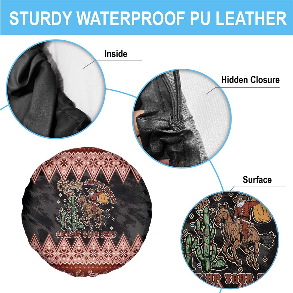 Howdy Christmas Cowboy Santa Spare Tire Cover Giddy Up Jingle Horse Pick Up Your Feet - Wonder Print Shop