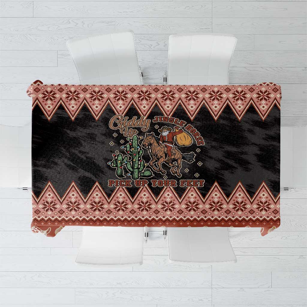 Howdy Christmas Cowboy Santa Tablecloth Giddy Up Jingle Horse Pick Up Your Feet - Wonder Print Shop