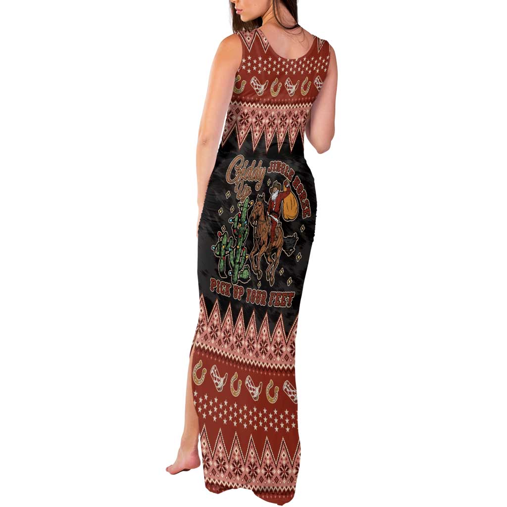 Howdy Christmas Cowboy Santa Tank Maxi Dress Giddy Up Jingle Horse Pick Up Your Feet - Wonder Print Shop
