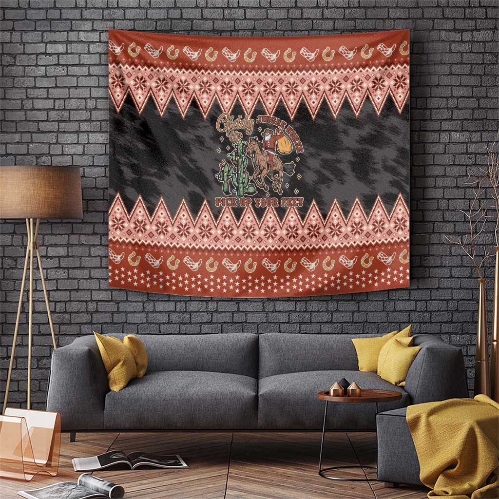 Howdy Christmas Cowboy Santa Tapestry Giddy Up Jingle Horse Pick Up Your Feet - Wonder Print Shop