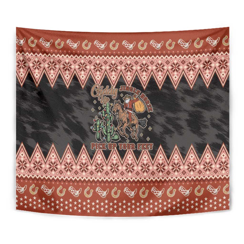 Howdy Christmas Cowboy Santa Tapestry Giddy Up Jingle Horse Pick Up Your Feet - Wonder Print Shop