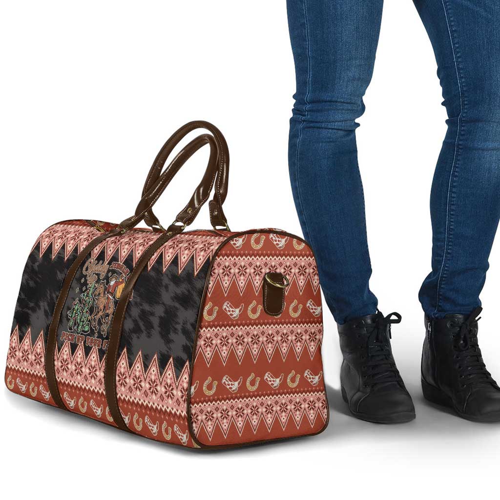 Howdy Christmas Cowboy Santa Travel Bag Giddy Up Jingle Horse Pick Up Your Feet - Wonder Print Shop