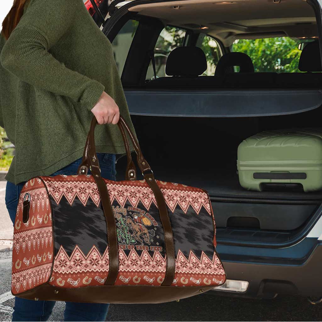 Howdy Christmas Cowboy Santa Travel Bag Giddy Up Jingle Horse Pick Up Your Feet - Wonder Print Shop