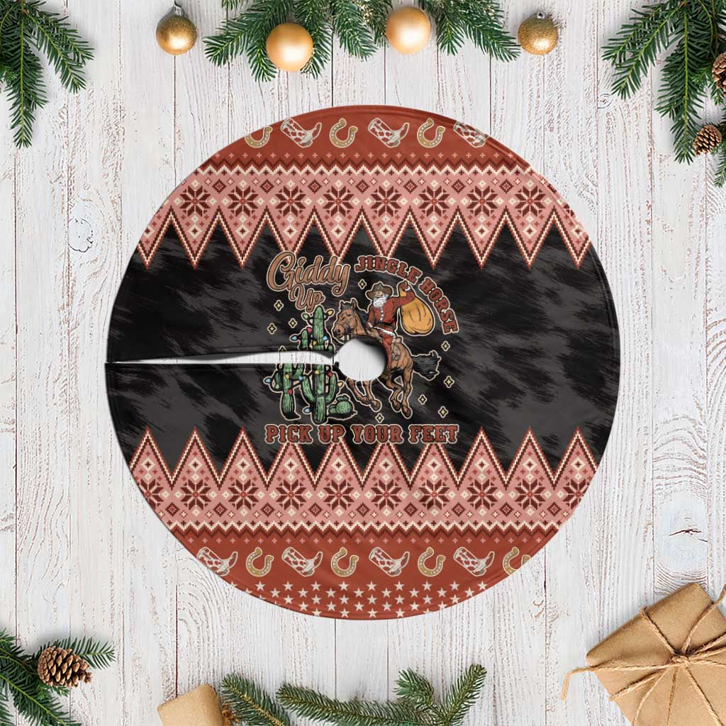 Howdy Christmas Cowboy Santa Tree Skirt Giddy Up Jingle Horse Pick Up Your Feet - Wonder Print Shop