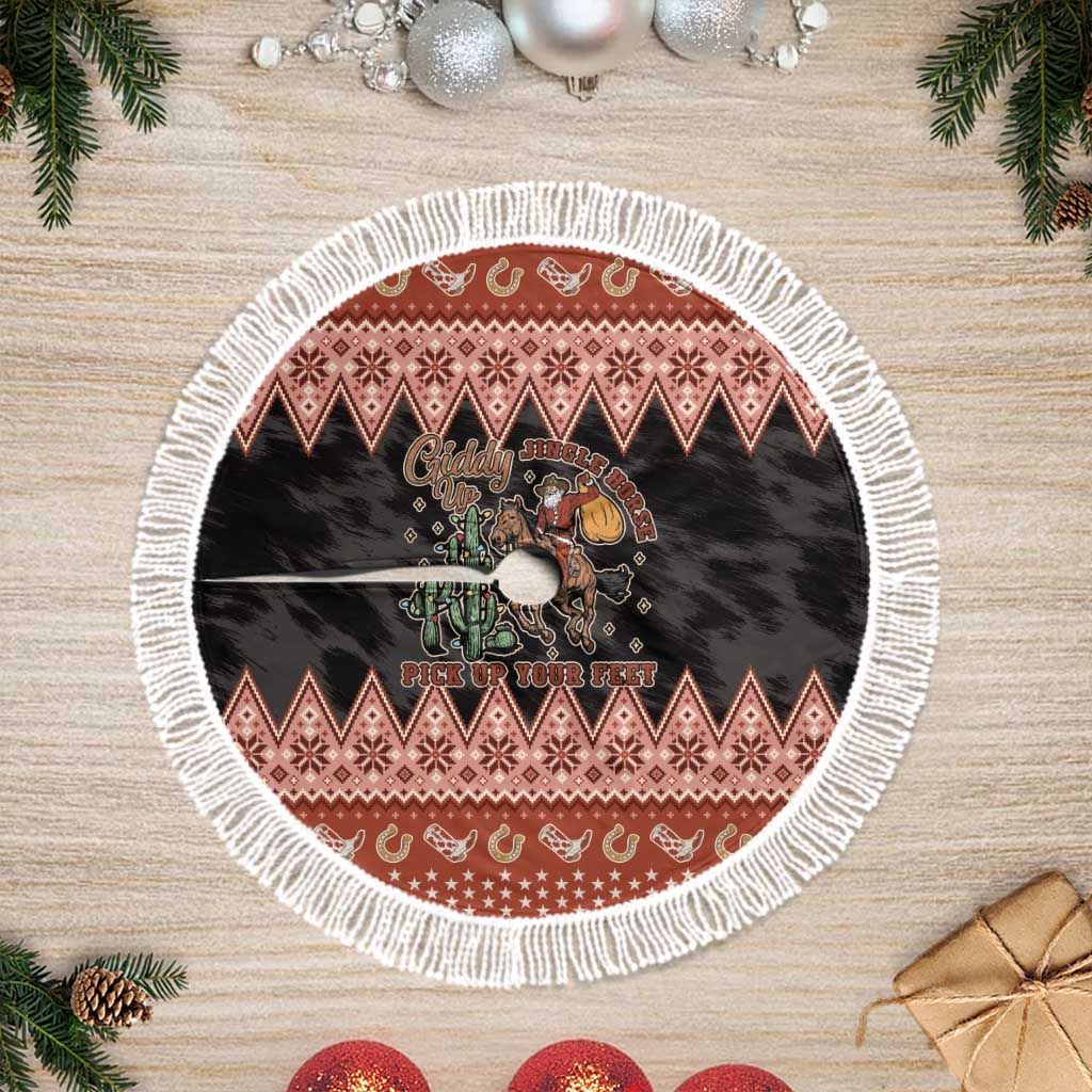 Howdy Christmas Cowboy Santa Tree Skirt Giddy Up Jingle Horse Pick Up Your Feet - Wonder Print Shop
