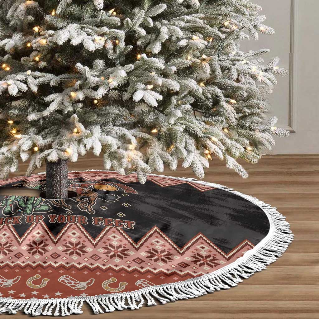 Howdy Christmas Cowboy Santa Tree Skirt Giddy Up Jingle Horse Pick Up Your Feet - Wonder Print Shop