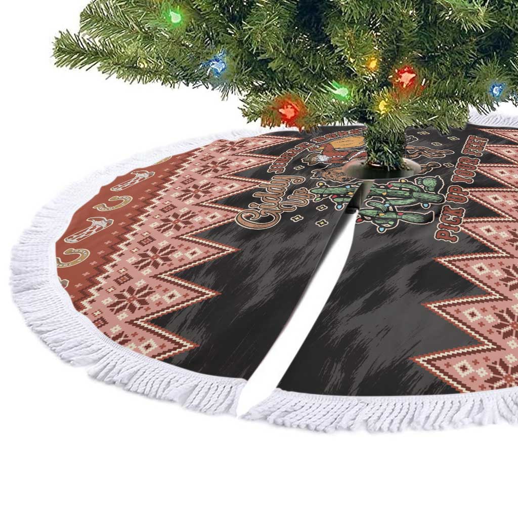 Howdy Christmas Cowboy Santa Tree Skirt Giddy Up Jingle Horse Pick Up Your Feet - Wonder Print Shop