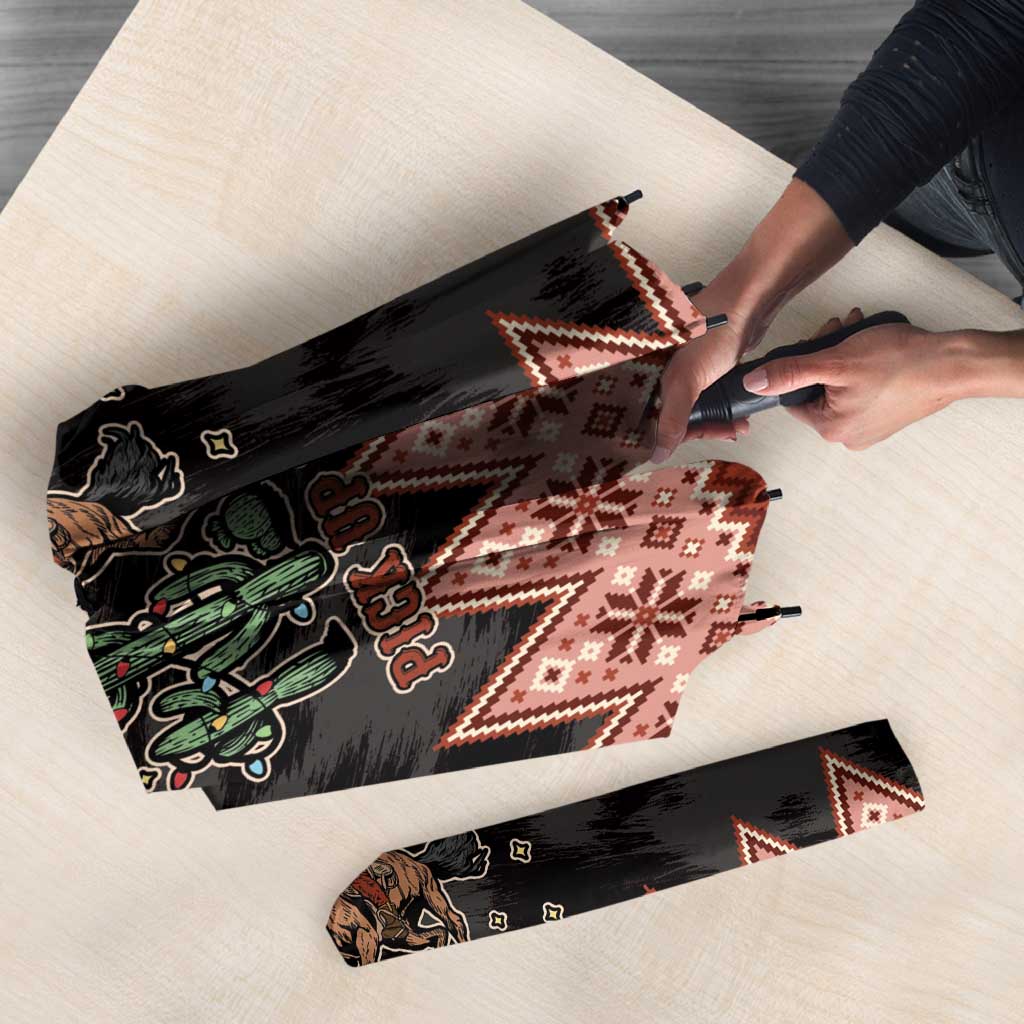 Howdy Christmas Cowboy Santa Umbrella Giddy Up Jingle Horse Pick Up Your Feet - Wonder Print Shop