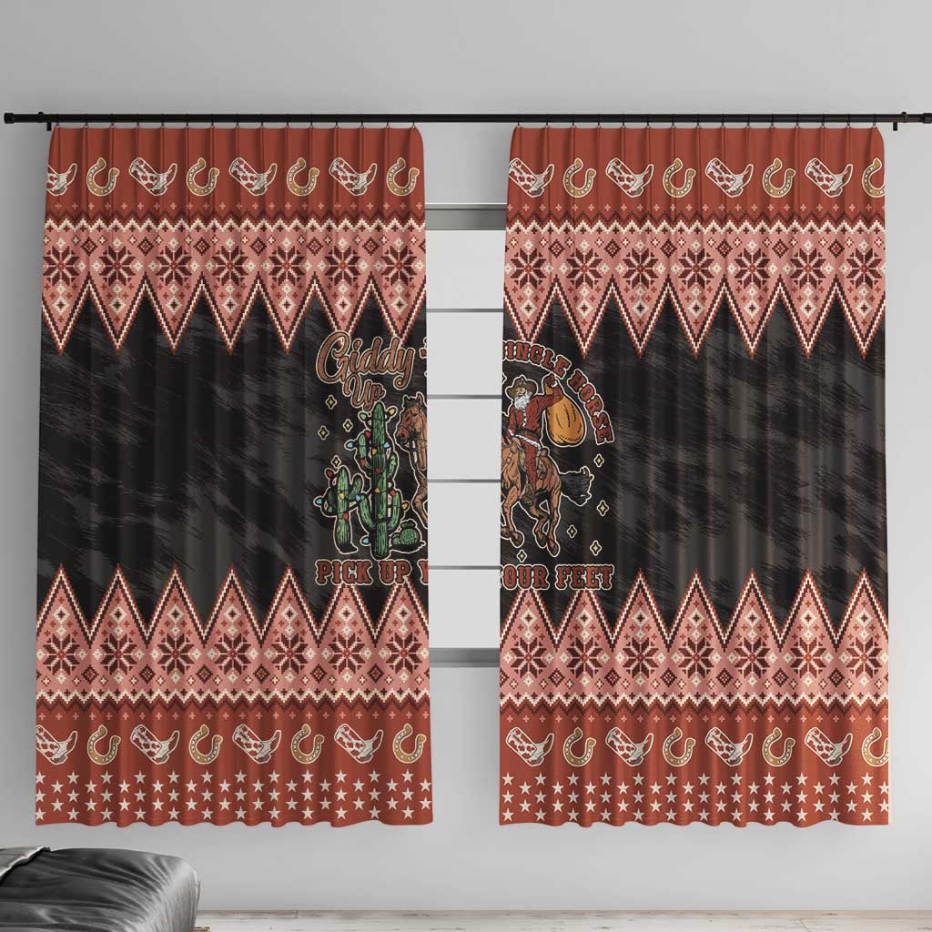 Howdy Christmas Cowboy Santa Window Curtain Giddy Up Jingle Horse Pick Up Your Feet - Wonder Print Shop