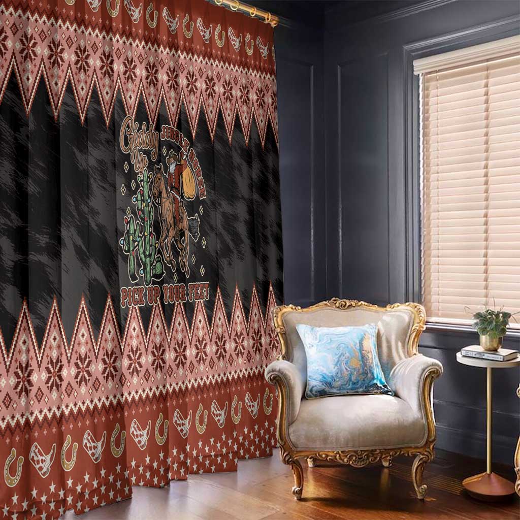 Howdy Christmas Cowboy Santa Window Curtain Giddy Up Jingle Horse Pick Up Your Feet - Wonder Print Shop