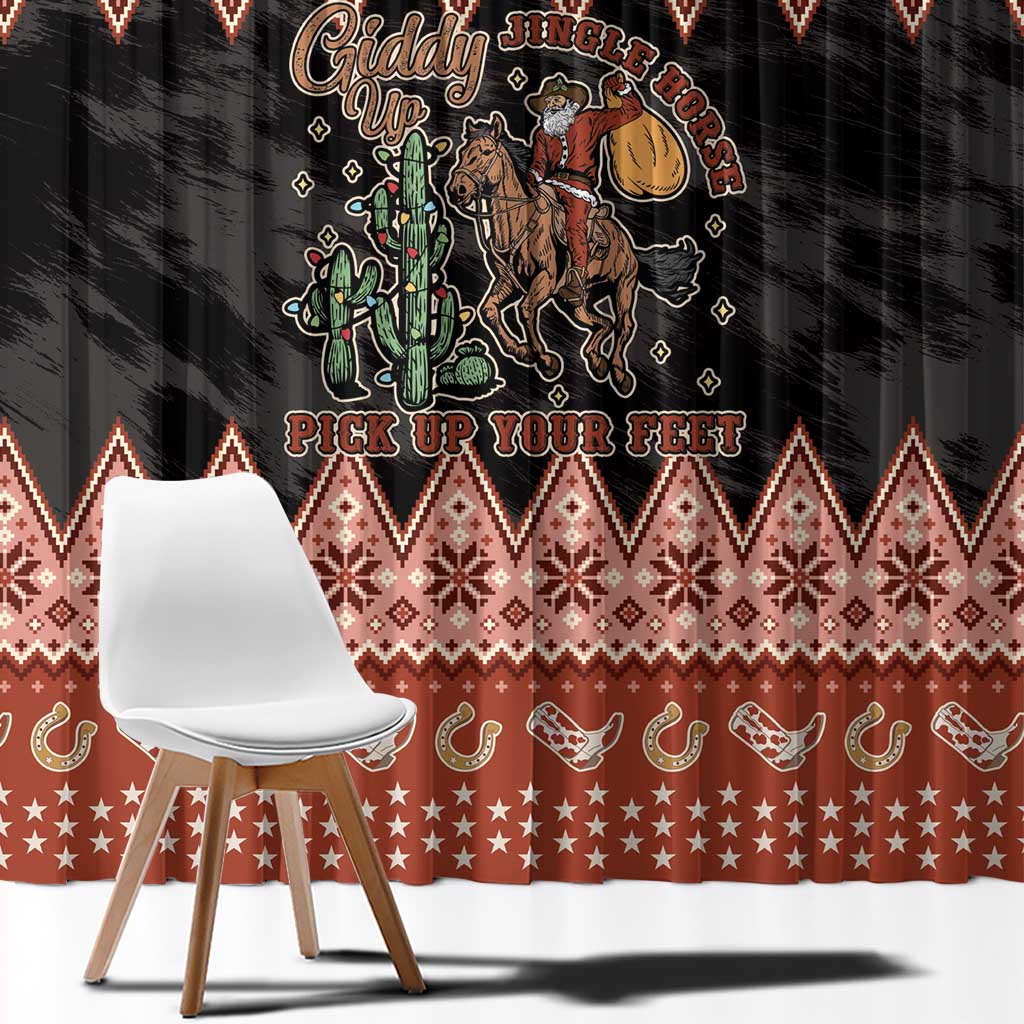 Howdy Christmas Cowboy Santa Window Curtain Giddy Up Jingle Horse Pick Up Your Feet - Wonder Print Shop