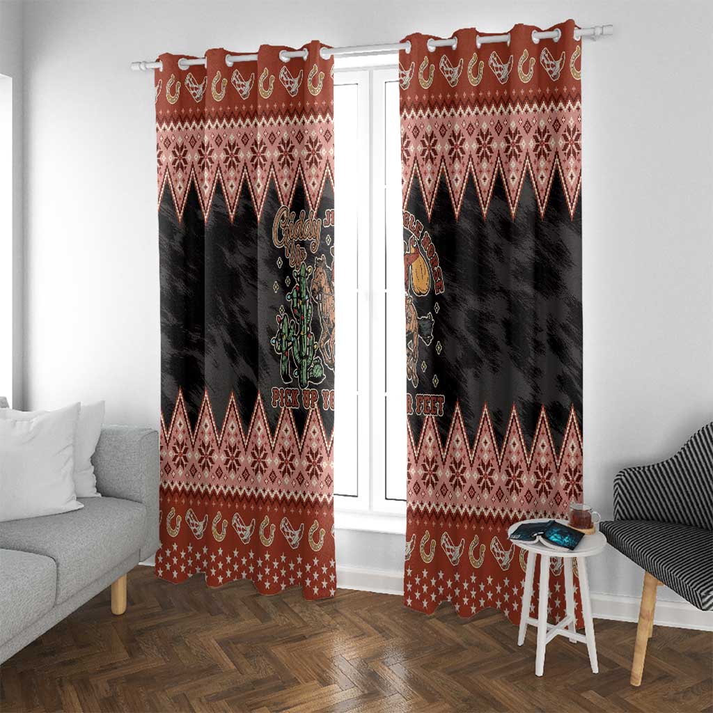 Howdy Christmas Cowboy Santa Window Curtain Giddy Up Jingle Horse Pick Up Your Feet - Wonder Print Shop