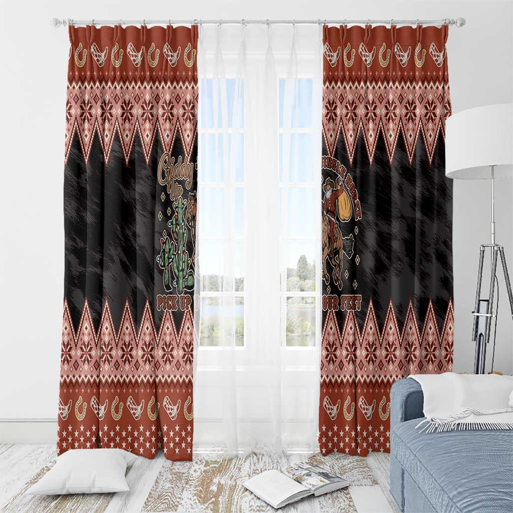 Howdy Christmas Cowboy Santa Window Curtain Giddy Up Jingle Horse Pick Up Your Feet - Wonder Print Shop