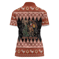 Howdy Christmas Cowboy Santa Women Polo Shirt Giddy Up Jingle Horse Pick Up Your Feet - Wonder Print Shop