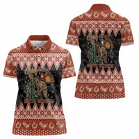 Howdy Christmas Cowboy Santa Women Polo Shirt Giddy Up Jingle Horse Pick Up Your Feet - Wonder Print Shop