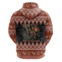 Howdy Christmas Cowboy Santa Zip Hoodie Giddy Up Jingle Horse Pick Up Your Feet - Wonder Print Shop