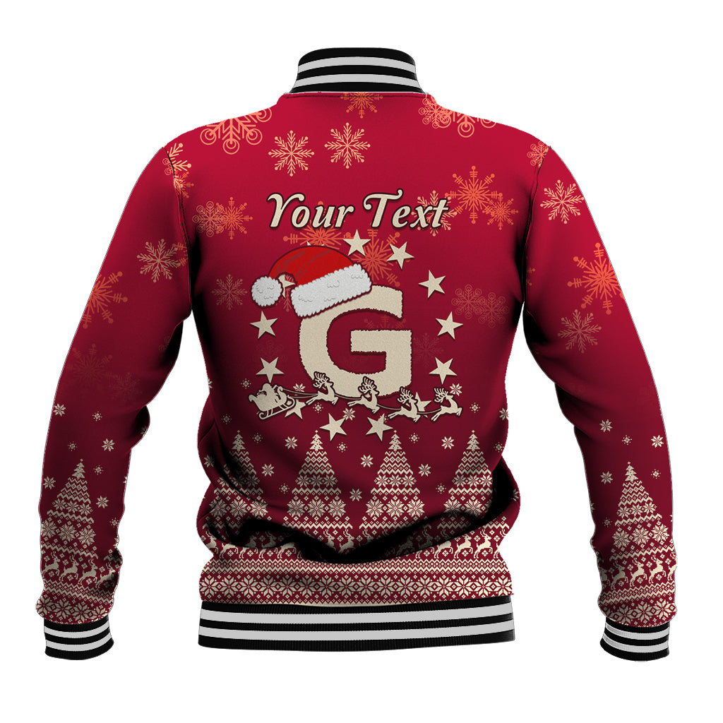 Georgia Christmas Baseball Jacket Santa Riding Reindeer Xmas Pattern - Wonder Print Shop