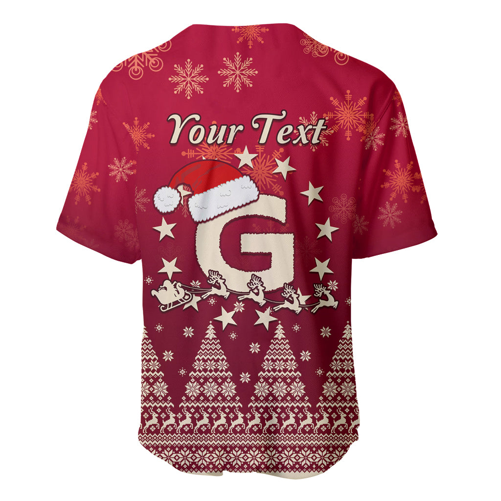 Georgia Christmas Baseball Jersey Santa Riding Reindeer Xmas Pattern - Wonder Print Shop