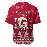 Georgia Christmas Baseball Jersey Santa Riding Reindeer Xmas Pattern - Wonder Print Shop