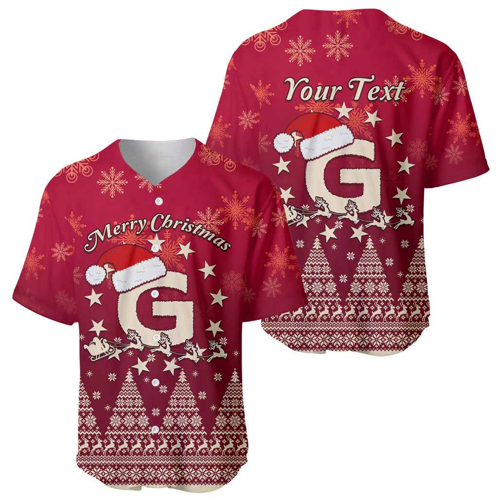 Georgia Christmas Baseball Jersey Santa Riding Reindeer Xmas Pattern - Wonder Print Shop